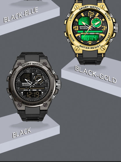 SANDA Men Sports Quartz Watches Dual Display LED Electronic Digital Wristwatches Waterproof Military Watch Relogios Masculino