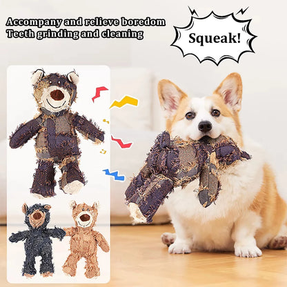 Dog Toy Dog Companion For Heavy Chewers Indestructible Plush Dog Toy For Large Dogs Indestructible Sturdy Bear Dog Squeaky Toy