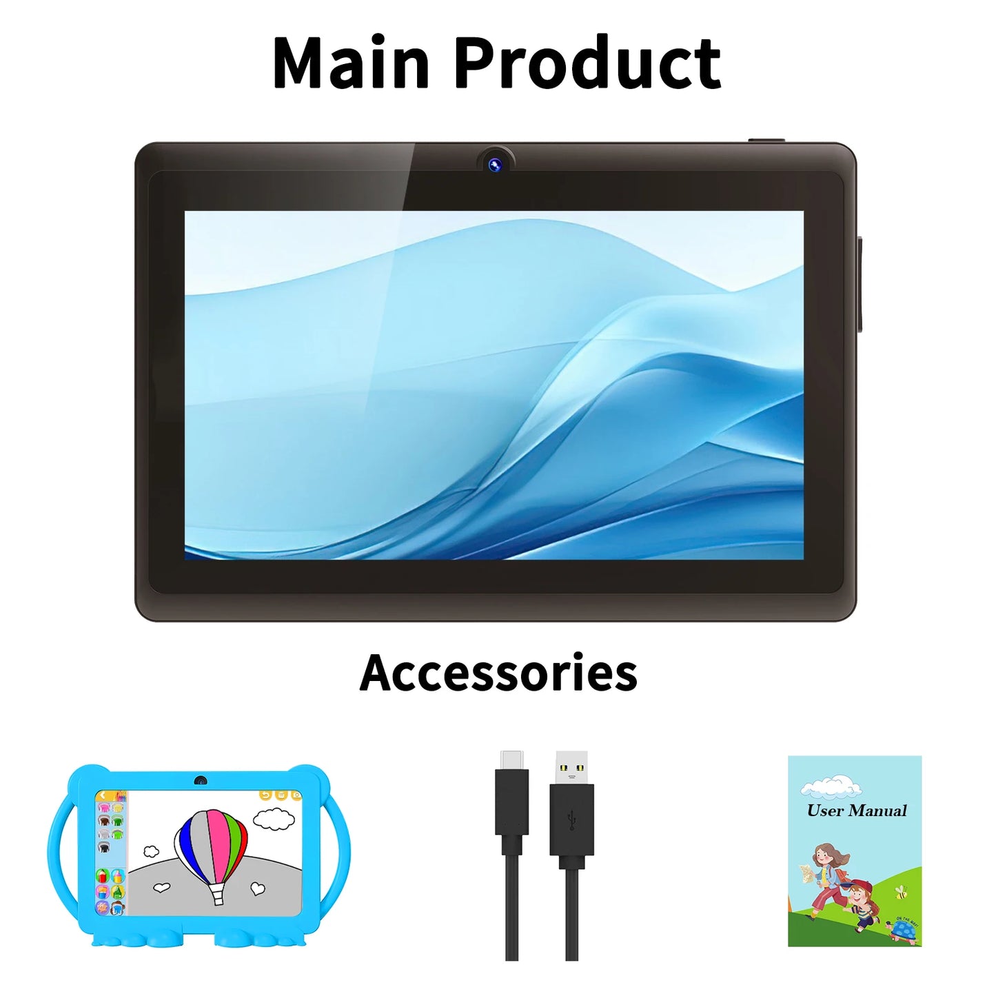 Relndoo 7 Inch Kid Tablet Android 13, 6GB(3+3 expanded) RAM 32GB ROM, WiFi, Dual Camera, IPS Screen, Kids Game Learning Tablets