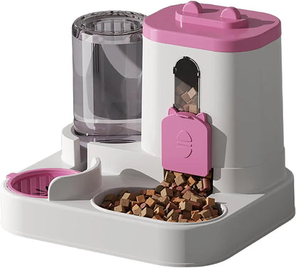 1.6L+0.8L Automatic Pet Feeder and Water Dispenser Combination Large Capacity Wet and Dry Separation Design Cat Dog Food Bowl