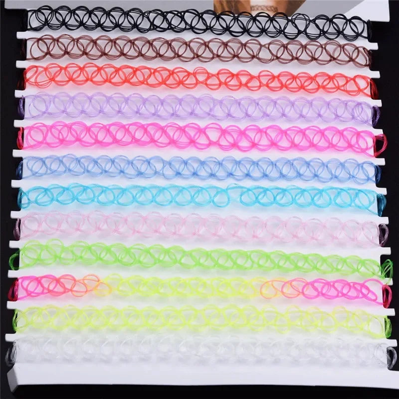 JUCHAO New Collares Vintage Stretch Tattoo Choker Necklaces For Women Girl Charm Gothic Elastic Necklace Female Wedding Gift