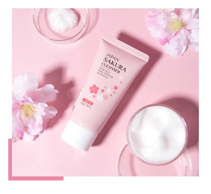LAIKOU Sakura Cleanser Gentle Deep Cleaning Oil Control Moisturizing Shrink Pores Face Skin Care 50g Skin Cleanser All Skin Type