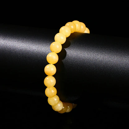 JD High Quality Natural Stone Yellow Jade Round Beaded Bracelet Women Men Fashion Jewerly Stretch Bangles Reiki Healing Jewerly