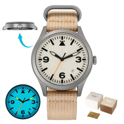 BERNY Pilot Titanium Automatic Watch for Men Sapphire AR Coated 10Bar Supper Luminous Men Wristwatch Sports Aviation Men Watches