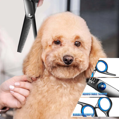 Safty Pet Grooming Scissors Round Head Professional Stainless Steel Dog Hair Scissors Pets Shears Animal Cutting Portable Set