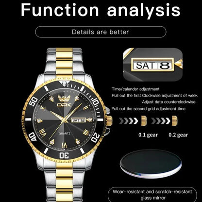 OPK 8171 Men Watch Luxury Brand Original Men Quartz Watch Fashion Simple Stainless Steel Waterproof Luminous Dual Calendar Watch