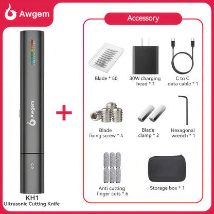 Awgem 40KHz Handheld Ultrasonic Cutter Ultrasonic cutting knife DIY Electric Carving Tool for Plastic/Resin/3D Printing/Textile