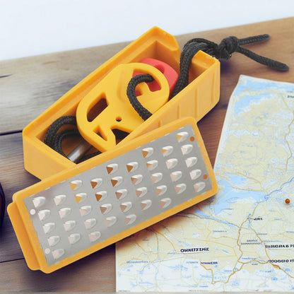 Stainless Steel Outdoor Flint Outdoor Survival Camping Fire Starter Tinder Making Tool Emergency Fire Start Device w/Safety Rope