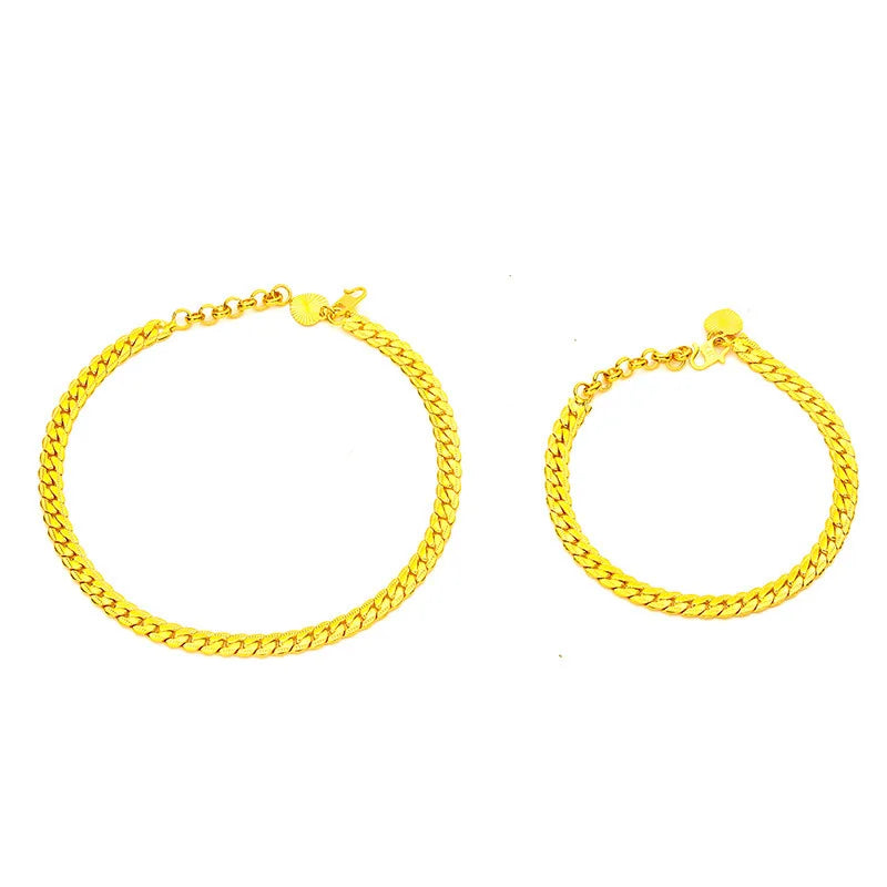 High-quality AU999 gold girls bracelets, fashionable and elegant jewelry 24K real gold anklet set