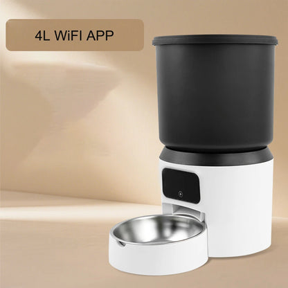 4L Automatic Cat Feeder Pet Smart Cat Food Kibble Dispenser Button Version WiFi Camera Smart Video Auto Feeder Bowl For Cat Dog