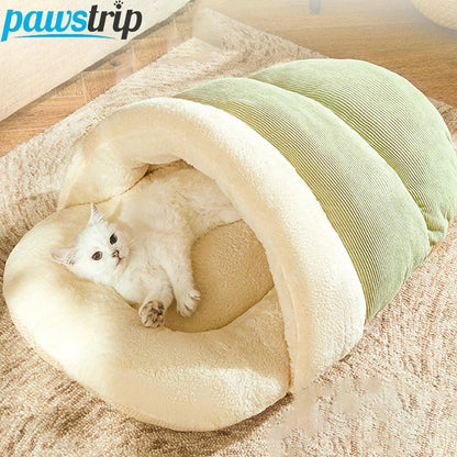 Winter Warm Pet Cat Bed Soft Plush Cat Cave Bed Enclosed Kitten House Pet Sleeping Bed for Cats Small Dogs Pet Supplies