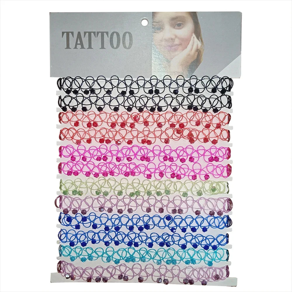 JUCHAO New Collares Vintage Stretch Tattoo Choker Necklaces For Women Girl Charm Gothic Elastic Necklace Female Wedding Gift