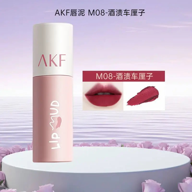 AKF Lip Mud Matte Velvet Soft Mist Lipstick Moisturizing Longlasting High Pigmented Lip Tint Lip Glaze Cosmetics Makeup