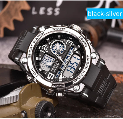 SANDA Men Sports Quartz Watches Dual Display LED Electronic Digital Wristwatches Waterproof Military Watch Relogios Masculino