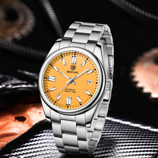2021 BENYAR Sports Men Mechanical Wristwatches Stainless Steel Automatic Watches Top Brand Luxury 10Bar Waterproof Watch for Men