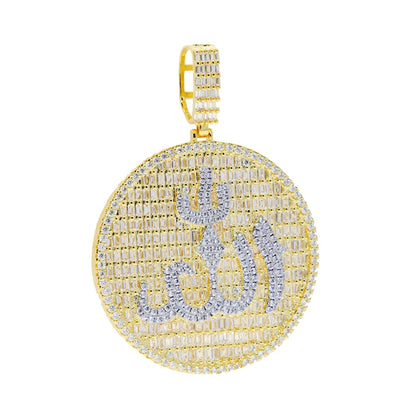 Iced Out Muslims Allah Pendant Necklace Silver Color Pave Zircon CZ Letter Charm Bling Women Men Hip Hop Jewelry
