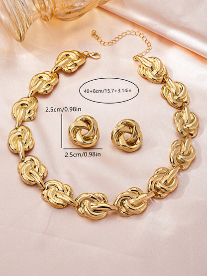 Elegant Summer Luxury Women's Metal Jewelry Set – Necklace & Earrings
