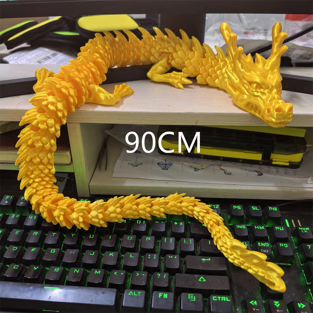 30CM 90cm 3D Printed Conjoined Divine Dragon Ornaments Joints Can Move Creative Dragon Plants Rockery Fish Tank Decoration
