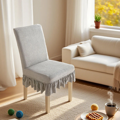 Solid-color elastic short skirt chair cover and anti-stain stool cover, suitable for pet room and home decoration