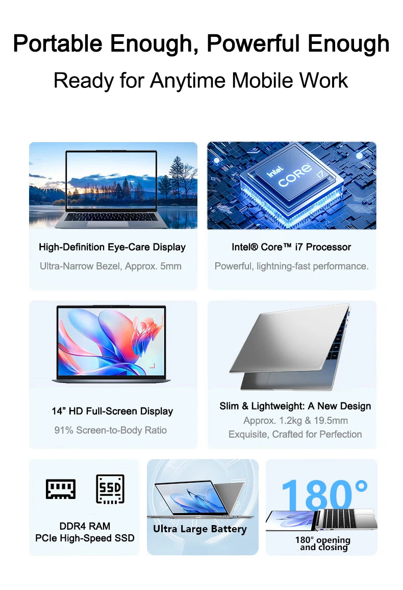 Laptop Computer Windows 11 Pro Intel i7-8650U 2025 Notebook PC Gamer 32GB DDR4 1TB 2TB SSD 1920*1080 Office Study Computer PC