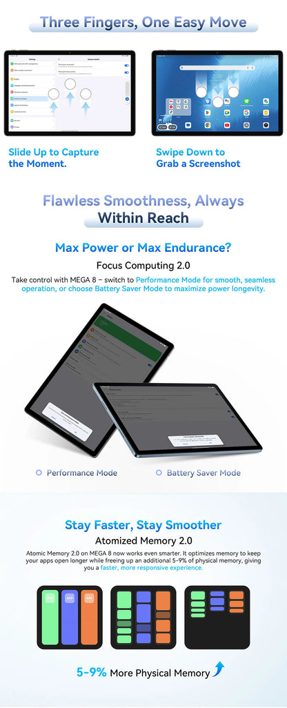 【World premiere】Blackview MEGA 8 Tablet 13 inch FHD+ 90Hz Display AI 11000mAh  Android 15 50Mp Camera 4 BOX Speakers 4G Pad PC