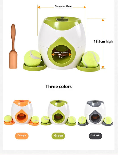 Dog Tennis Ball Food Reward Machine, Interactive Puzzle Toy with Slow Food Dispenser,Outdoor Training Toys Ball Launcher For Pet