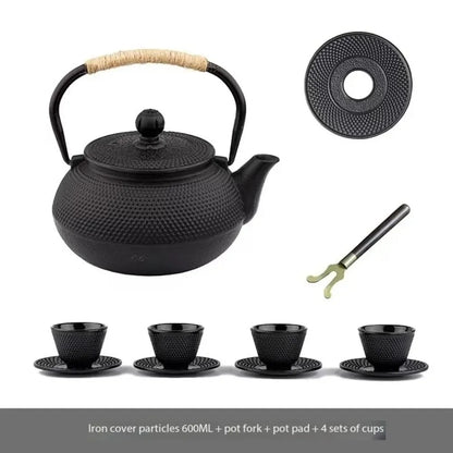 Iron Teapot Handmade Antique Cast Japanese Style Tea Kettle for Boiling Water Accessory Set Charcoal Stove Kitchen Teaware Set