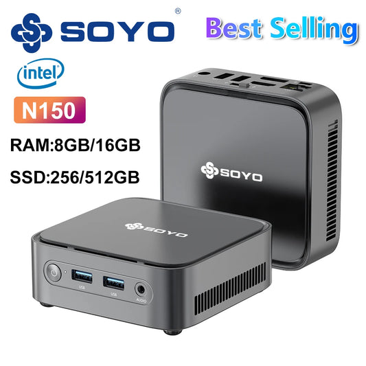 SOYO M4PLUS2 Mini PC: 8/16GB RAM, 256/512GBSSD, Intel Twin Lak N150, Windows 11Pro - Compact & Ideal for Home, Business & Gaming