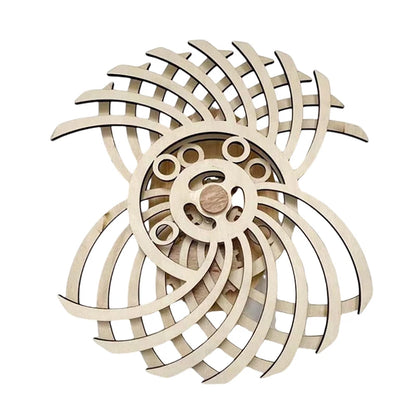 Handmade Retro Kinetic Sculpture Moving Kinetic Wall Art Wooden Windmill Reversal Statue For Living Room Home Decor Crafts