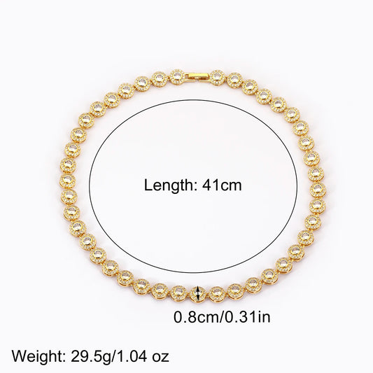 Nidin New Arrival Romantic Heart/Round Shape Shiny Crystal Zircon Chain Necklace For Women Female Valentine's Day Jewelry Gifts