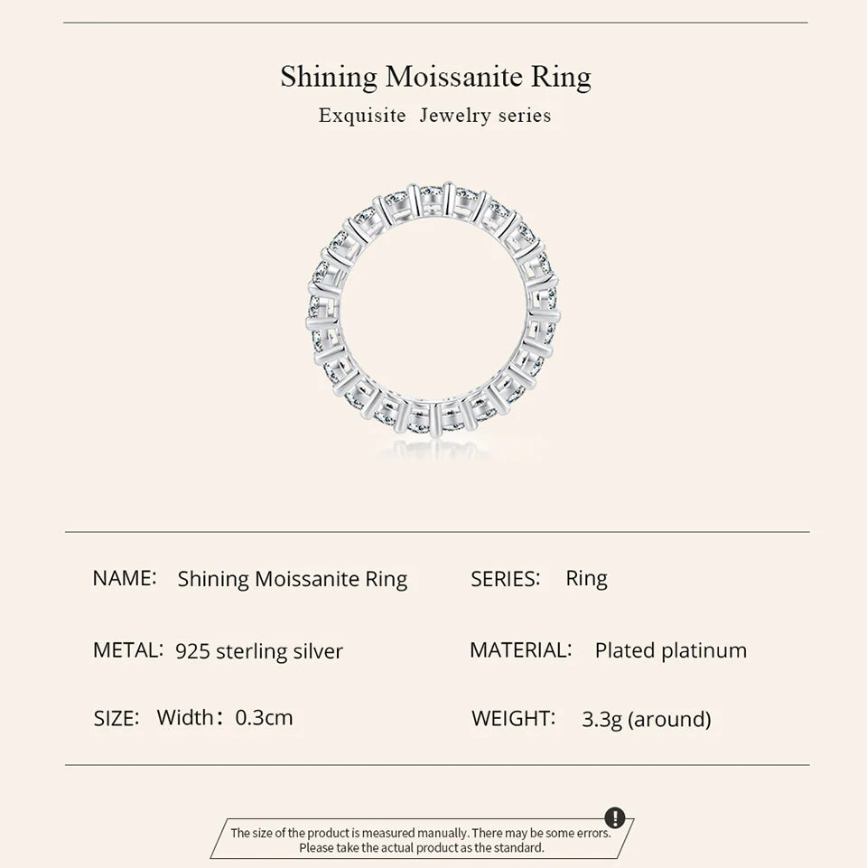 BAMOER Moissanite Ring Full Eternity Band for Women 925 Sterling Silver Diamond Wedding Engagement Ring