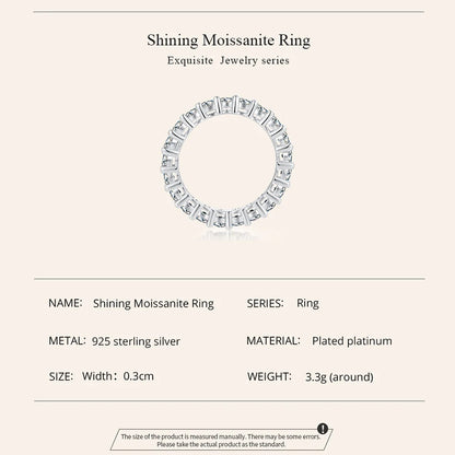 BAMOER Moissanite Ring Full Eternity Band for Women 925 Sterling Silver Diamond Wedding Engagement Ring