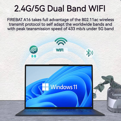 Firebat A16 AT15 Laptop 15.6 16 Inch CPU Intel N100 16GB RAM 512GB 1TB BT4.2 WiFi5 LPDDR4 Lightweight Business Computer Notebook