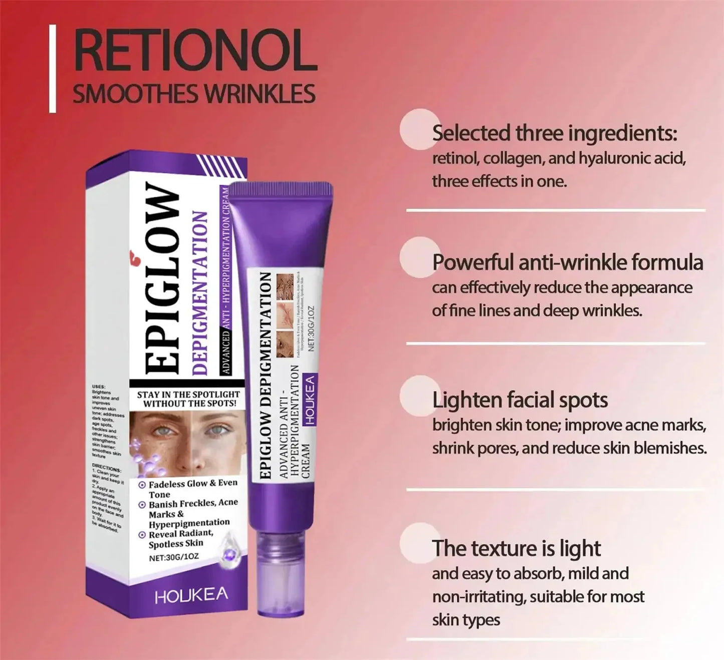 Retinol Whitening Freckle Cream Melasma Dark Spots Pigmentation Removal Fade Stain Melanin Fast Repair Brighten Korean Skin Care