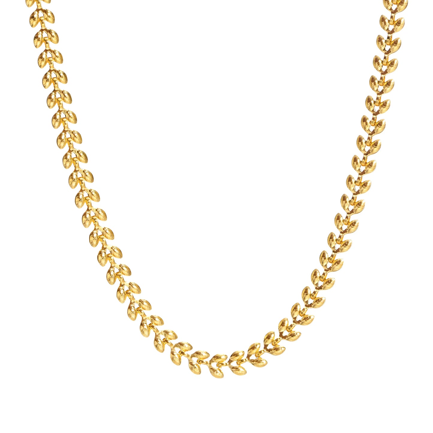 Vnox Chic Wheat Chain Choker Necklaces for Women, Gold Color Stainless Steel Links Neck Collar Gift to Her Jewelry