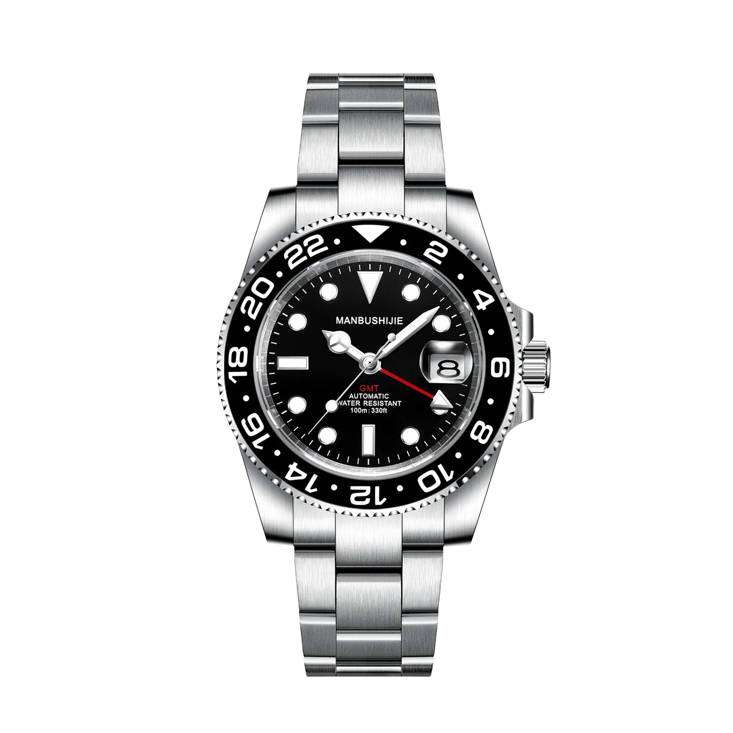 CUSTOM NH34 GMT Stainless Steel Sapphire Glass Watches reloj Waterproof Watch for man Automatic Movement Mechanical Men's Watch
