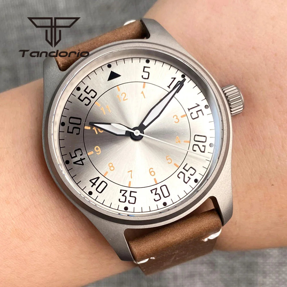 Tandorio Titanium Ultralight Dive 39mm Men's Pilot Watch Automatic Miyota 8215/PT5000 Movt AR Sapphire 20BAR Waterproof Luminous