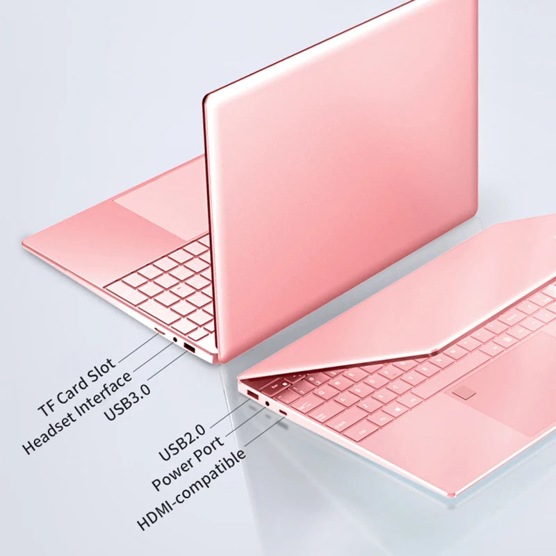CARBAYTA 11th Gen Laptop  Intel Celeron N5095 Windows 11 Pro Up to 32GB RAM  128GB-2TB SSD 2.4G/5G WiFi + BT  Cute Pink Keyboard