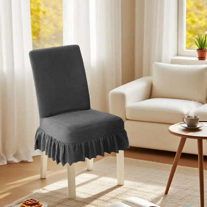Solid-color elastic short skirt chair cover and anti-stain stool cover, suitable for pet room and home decoration