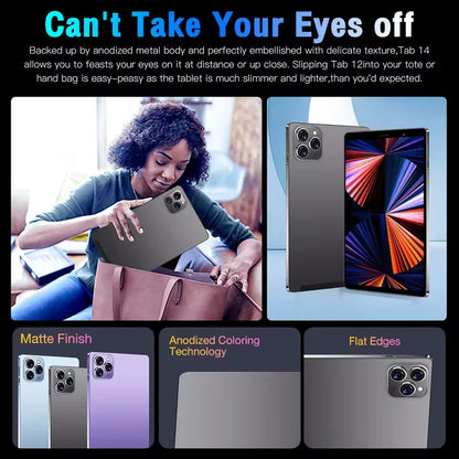 2025 New Tab 14 Tablet Android 12 8 Inch HD 16GB+1TB 8800mAh 5G Dual SIM Bluetooth WiFi GPS Google Play Tables PC Mi Tab
