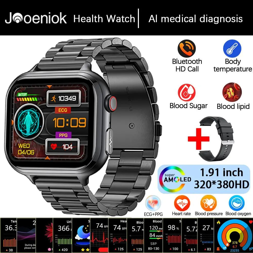 2025 Medical Grade ECG+PPG Smart Watch – Blood Sugar & Health Monitor