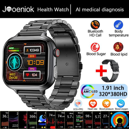 2025 Medical Grade ECG+PPG Smart Watch – Blood Sugar & Health Monitor