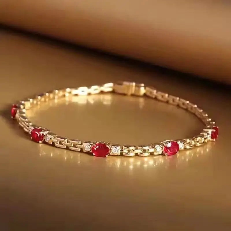 New light luxury silver inlaid ruby diamond bracelet for women chain charm fine section exquisite high-end engagement jewelry