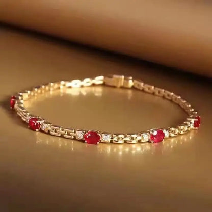 New light luxury silver inlaid ruby diamond bracelet for women chain charm fine section exquisite high-end engagement jewelry