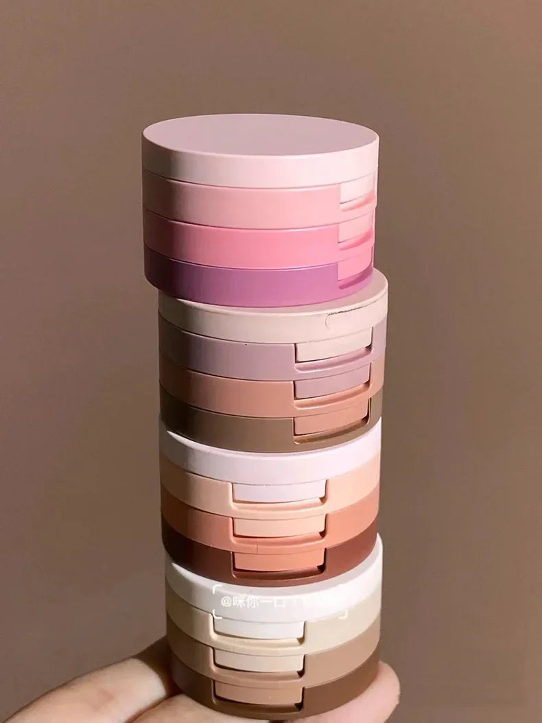 Macaron Three-layer Eyeshadow New Pearlescent Matte Flash Contouring Earth Tone Band Mirror Nose Profile 3-in-1 Makeup Palette