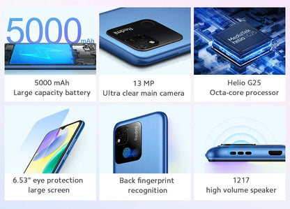 Smartphone 10A 6GB 128GB Original Xiaomi Redmi Global 6.53' HD Display Helio G25 Octa Core 13MP Fingerprint 5000mAh used phone