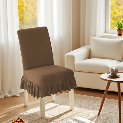 Solid-color elastic short skirt chair cover and anti-stain stool cover, suitable for pet room and home decoration