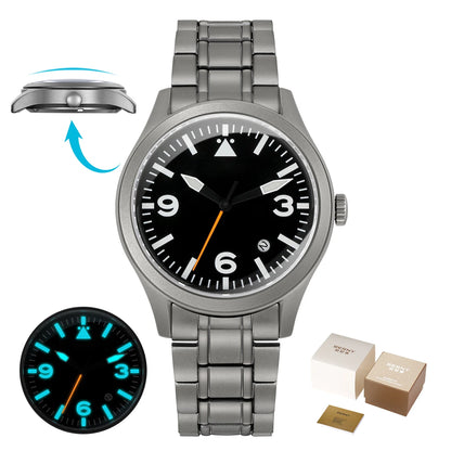 BERNY Pilot Titanium Automatic Watch for Men Sapphire AR Coated 10Bar Supper Luminous Men Wristwatch Sports Aviation Men Watches