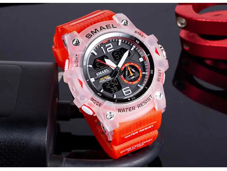 SMAEL 8007 Military Sport Watch – LED Digital Dual Time, Waterproof Men's Wristwatch