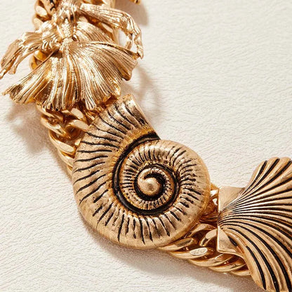 Seastar shell retro niche style necklace